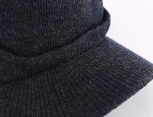 Vista 4 de Home Prefer - Gorro de invierno para hombre con visera, cálida y doble punto.