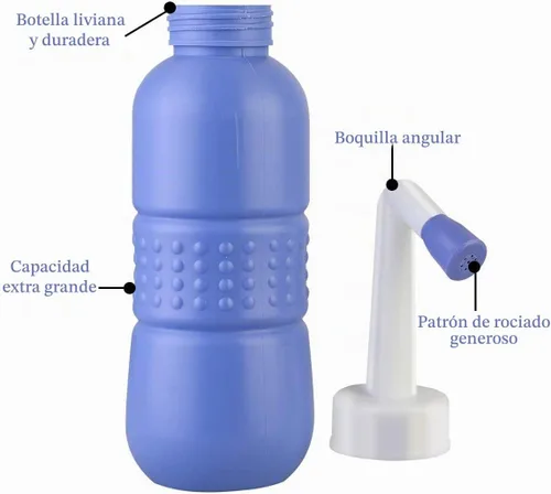 Vista 3 de Botella de bidé portátil para viajes, cuidado de higiene personal, bidé manual (11 pulgadas)