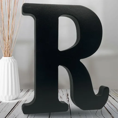 Vista 18 de AOCEAN Letras de madera negra de 8 pulgadas, letras de madera sin terminar para decoración de Halloween, letras decorativas de pie, decoración