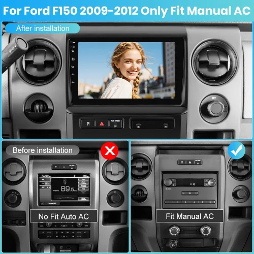 Vista 2 de Radio Android para Ford F150 2009-2012 0nly ajuste manual de CA, con pantalla táctil de 9 pulgadas, 2 GB+64 GB, compatible con Carplay, Android