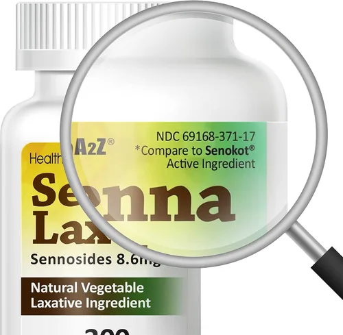Vista 2 de HealthA2Z Senna Laxante 300 unidades Sennósidos 8.6 mg Vegetal natural Ingredientes laxantes Alivio durante la noche Movimiento