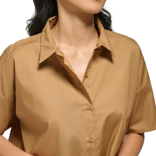 Vista 4 de Calvin Klein Blusa de manga corta con botones de popelina para mujer