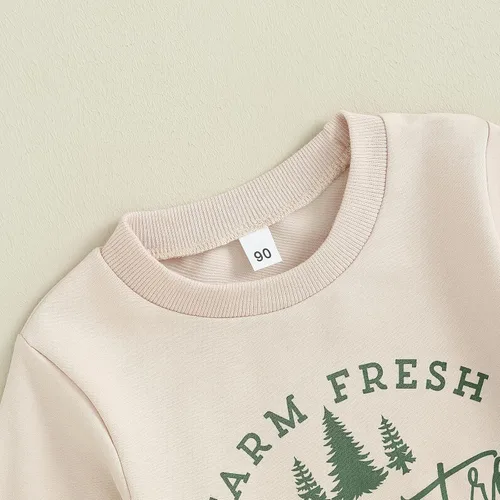 Vista 3 de Flawbena Conjunto de sudadera de manga larga con estampado de letras y pantalones largos, ropa de otoño