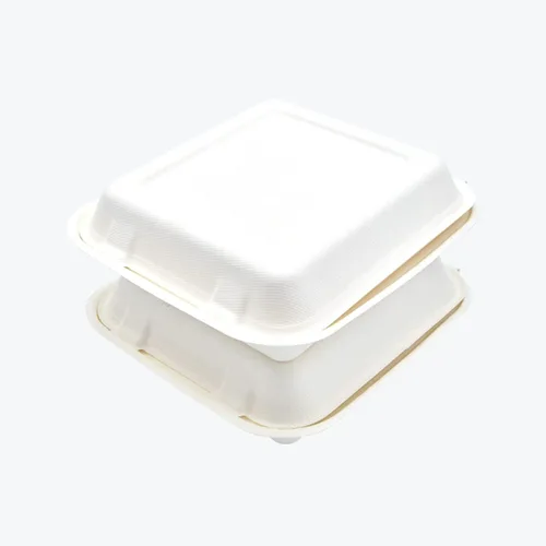 Vista 7 de Recipiente para llevar de 6 x 6 pulgadas, resistente, 100% biodegradable, apto para horno, hecho de fibras ecológicas de bagazo de caña de azúcar a
