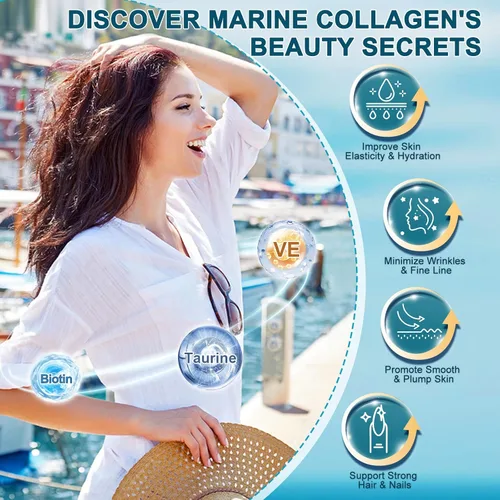 Vista 4 de DRFOSTER Polvo de péptidos de colágeno marino para apoyo articular, colágeno hidrolizado de pescado tipo I y III con MSM + GC, ácido hialurónico