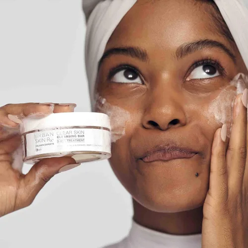 Vista 3 de Urban Skin Rx Clear Skin - Barra limpiadora de tratamiento diario 3 en 1, exfoliante + máscara aclaradora, reduce el exceso de aceite, limpia