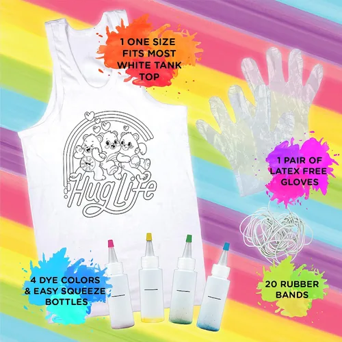 Vista 5 de Fashion Angels Care Bears - Kit de teñido anudado, juego de camiseta sin mangas, incluye tintes no tóxicos, camiseta sin mangas, guantes, bandas