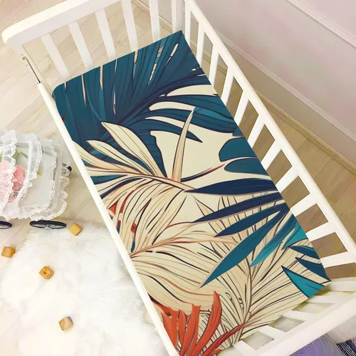 Vista 6 de Fitted Crib Sheets Tropical Leaves Mini Crib Sheets for Boy & Girl Toddler Mattress Sheets Playard Sheet 21216163