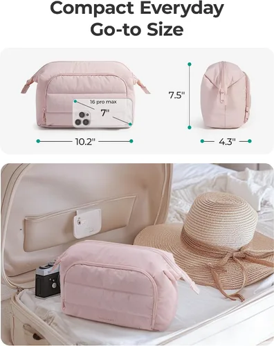 Vista 7 de BAGSMART Bolsa de Maquillaje, Esponjosa, Negro, Bolsa de maquillaje