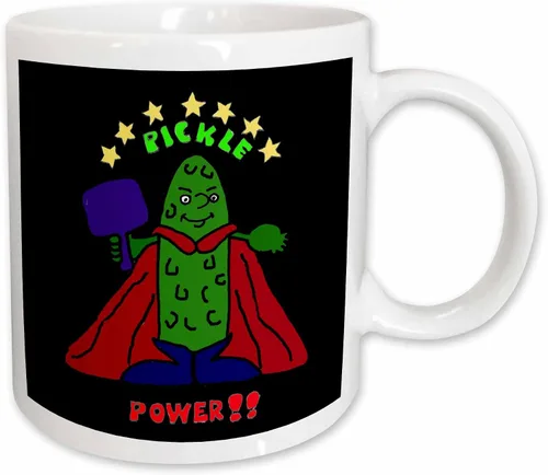 Vista 9 de 3dRose Taza de café, tamaño – 11 oz – Divertido superhéroe de pickleball de dibujos animados Pickle Sports and Hobbies – divertido regalo de taza