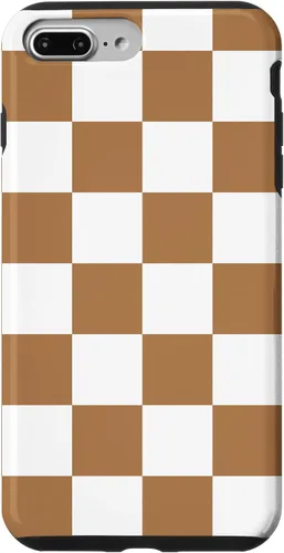 Vista 12 de iPhone 16 Checkered Checkerboard Indie Aesthetic Brown Coffee Beige Case