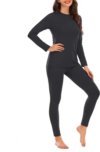 Vista 3 de American Trends Conjunto de ropa interior térmica para mujer, ropa interior larga con forro polar, parte superior e inferior, conjuntos térmicos