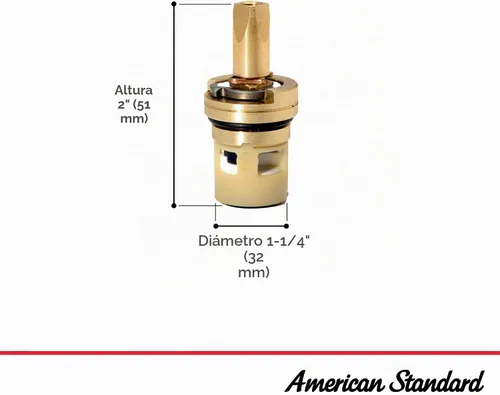 Vista 3 de American Standard 951764-0070A Monterrey - Cartucho de válvula de grifo, color dorado