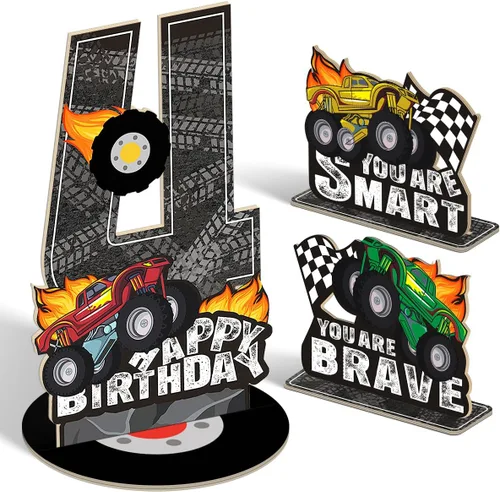 Vista 23 de Juego de 3 piezas de dinosaurios con signo de número de 2º cumpleaños, decoración de mesa de dinosaurios para niños y niños de 2º cumpleaños