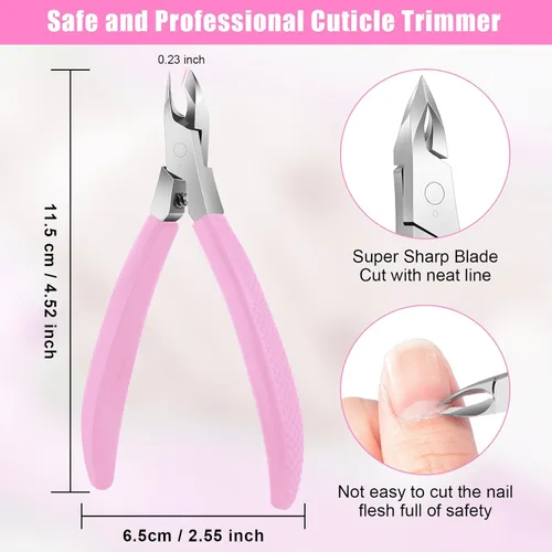 Vista 4 de Diesisa Cortadora de cutículas, extremadamente afilada, cortacutículas para uñas con mango de silicona, antideslizante, cortador profesional