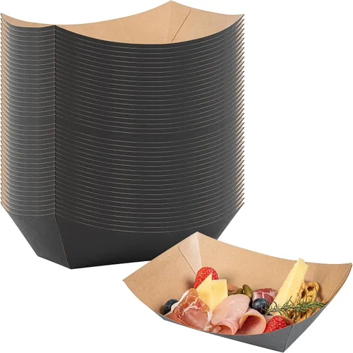 Vista 23 de Restaurantware -Bio Tek - Bandejas de alimentos de 2 onzas, 400 bandejas de papel desechables para alimentos, resistentes, a prueba de grasa, botes
