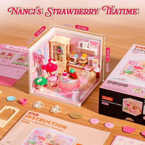 Vista 5 de Rolife Super Creator - DIY Mini House with Doll Nanci’s Strawberry Teatime