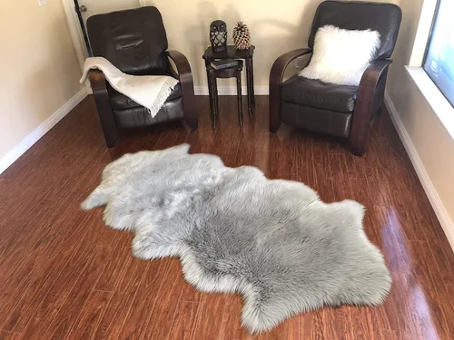 Vista 89 de LAMBZY Alfombra de piel de oveja auténtica, parte inferior gruesa y fuerte, fácilmente lavable, resistente a las manchas, perfecta para sala