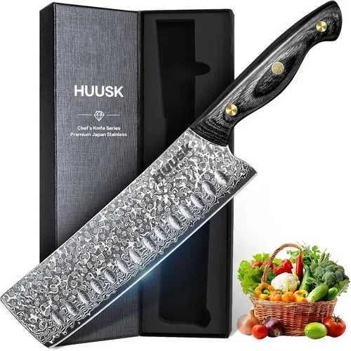 Vista 14 de Huusk Cuchillo Vikingo con Vaina Cuchillos para Deshuesar para Cortar Carne, Cuchillos Cavernícola Ultimo Forjados a Mano de Espiga Completa