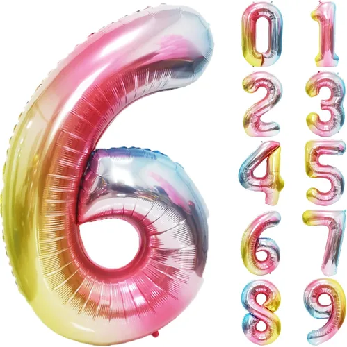 Vista 58 de Globos gigantes de números negros de 40 pulgadas, globos de aluminio de Mylar con helio para cumpleaños, globo número 0 para decoración de fiestas