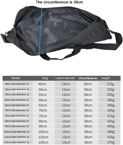 Vista 3 de Bolsa de transporte para trípode de 15.7-47.2 in, trípode impermeable, almacenamiento de transporte de viaje con correa de hombro acolchada y asa