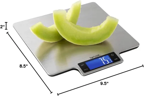 Vista 4 de Taylor - Báscula digital ultraprecisa de acero inoxidable para cocina doméstica, de 22 libras, una, color plateado