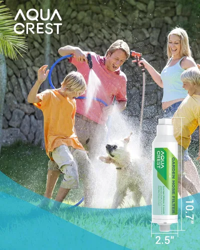 Vista 8 de AQUA CREST Filtro de agua para manguera de jardín para plantas, reduce en gran medida el cloro, el olor, mejora la salud de las plantas, ideal