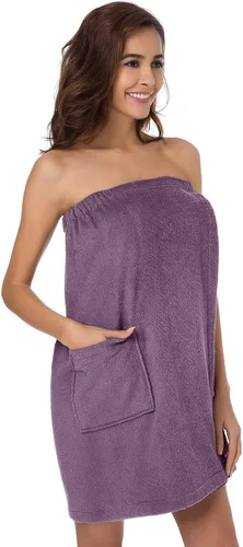 Vista 4 de Sioro - Toalla de baño de algodón de bambú con cierre ajustable puede usarse para el spa, toalla envolvente para el gimnasio y bata de baño.