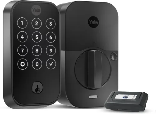 Vista 8 de Yale Assure Lock 2 Cerrojo, Cerradura de Puerta de Entrada Inteligente sin Llave Gamuza Negra con Teclado Conectado Z-Wave para Entrada de Código