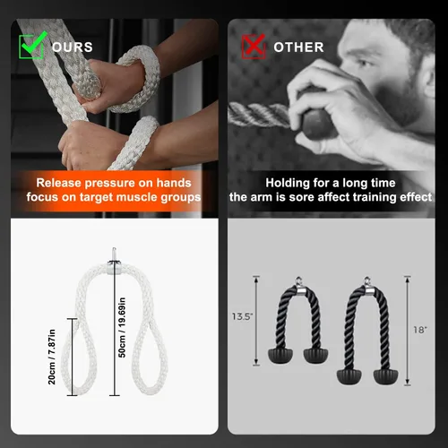 Vista 6 de HPYGN - Cuerda de tríceps, juego de accesorios de máquina de cable a presión, accesorio desplegable LAT, accesorios para máquina de cables