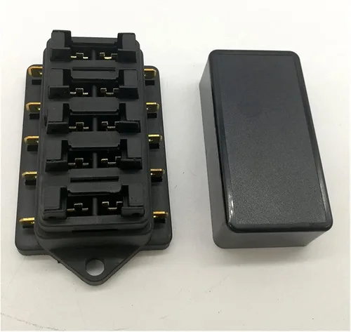 Vista 7 de 12V/24V 4 vías 5 vías auto hoja caja de fusibles titular circuito estándar ATO + fusible de hoja libre (color : soporte de fusible ATO 4 vías)