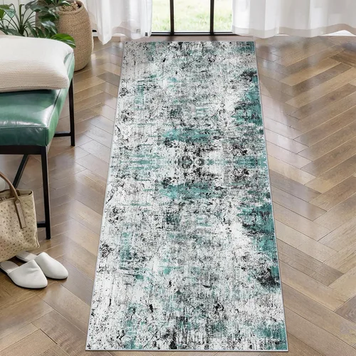 Vista 60 de Ciicool Alfombra moderna abstracta de 2 x 3 pulgadas, lavable, pequeña, antideslizante, de pelo bajo, alfombra de entrada plegable para cocina