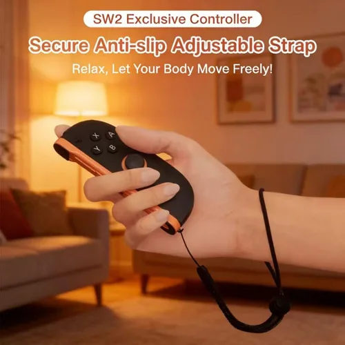 Vista 6 de Wireless Controller Compatible with Nintendo Switch 2, Switch 2 Controller with Wrist Straps, Joystick Caps, Support Dual Vibration/Wake-up/Motion