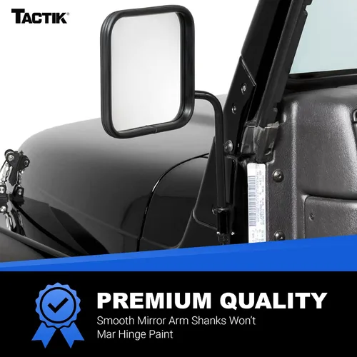 Vista 3 de TACTIK Espejos laterales de aventura, cabeza cuadrada, compatible con Jeep Wrangler CJ YJ TJ JK JL y Gladiator JT 1976-2023 – Jeep Mirrors Doors