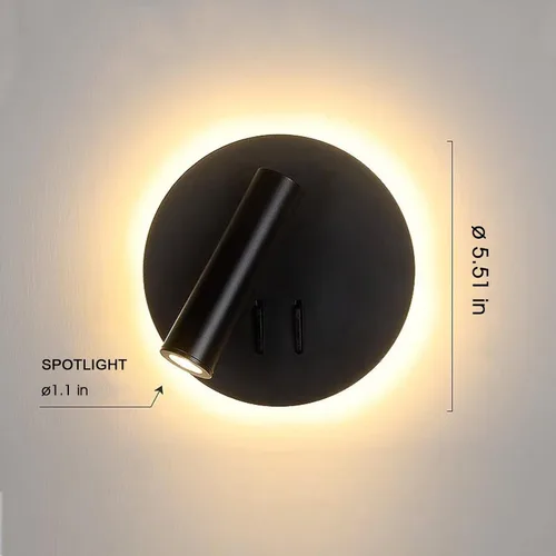 Vista 2 de Moderna lámpara de pared de montaje en pared enfocada para cama de lectura con interruptor, aplique de pared LED, luces de cabecero giratorias, foco