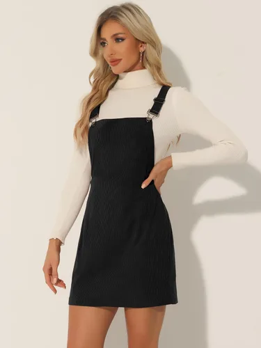 Vista 2 de Allegra K Vestido de pana con tirantes ajustables para mujer