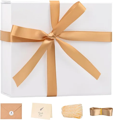 Vista 44 de LIFELUM Square Gift Box with Magnetic Lid, Card, Sticker, Ribbon, Shredded Paper Filler for Business, Wedding, Birthdays