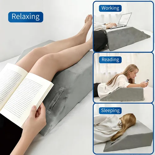 Vista 5 de Almohadas de elevación de piernas para después de la cirugía, almohada de espuma viscoelástica para dormir, espalda baja, cadera, tobillo, alivio