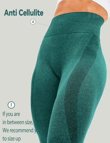 Vista 5 de HIGORUN - Leggings sin costuras para mujer, moldeadores, con diseño gráfico de sonrisas, de cintura alta, para el gimnasio, yoga o hacer ejercicio