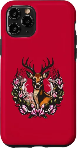 Vista 27 de Arkansas Deer with Antlers and Apple Blossom Tattoo Art Case for iPhone 17