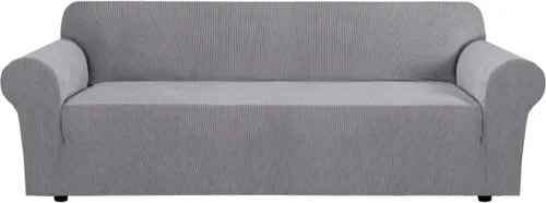Vista 64 de H.VERSAILTEX Funda elástica para sofá, fundas suaves para muebles de 3 cojines, con tela jacquard gruesa a cuadros con parte inferior elástica, sofá