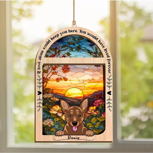 Vista 21 de LOVELYPOD Adorno de Navidad personalizado de sabueso afgano, atrapasoles con nombre, regalos de pérdida de mascotas, regalos para amantes