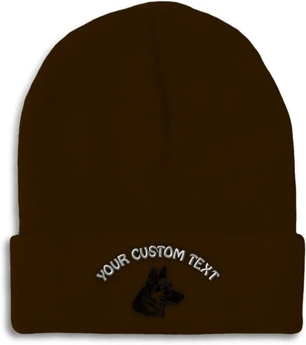 Vista 16 de Gorros personalizados para hombre, sombreros de invierno bordados de cabeza de pastor alemán negro para mujer, gorra de cráneo de acrílico, 1