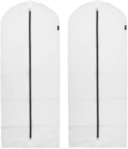 Vista 7 de Brabantia Paquete de 2 bolsas protectoras de ropa colgantes transparentes medianas (blanco) para almacenamiento de ropa, se adapta a abrigos