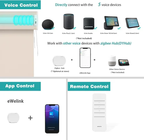 Vista 5 de Changshade Persiana enrollable inteligente con control remoto, persianas automáticas con filtro de luz para ventanas de tamaño personalizado