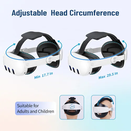Vista 6 de OUXIO Comfort Head Strap for Meta Quest 3, Adjustable Elite Head Strap Replacement for Oculus Quest 3, Pressure Free VR Headset Headstrap Accessories