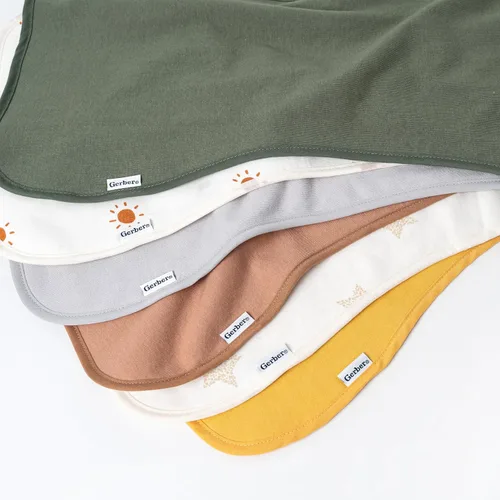 Vista 3 de Gerber Paños unisex para eructos para bebé, paquete de 5, azul dorado, tamaño 10.5 x 21 pulgadas