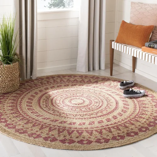 Vista 8 de SAFAVIEH Colección Natural Fiber - Alfombra de área redonda de 3 pies, color negro y natural, hecha a mano con mandala boho de yute trenzado, ideal