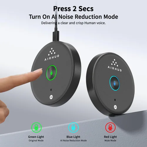 Vista 3 de AIRHUG Micrófono USB Sin Altavoz, Micrófono de Escritorio para Computadora, Botón de Silencio con Indicador LED, Reducción de Ruido AI, Condensador