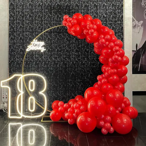 Vista 9 de Lukiituke Kit de arco de globos rojos de 129 piezas, globos de látex rojos de diferentes tamaños para boda, despedida de soltera, aniversario